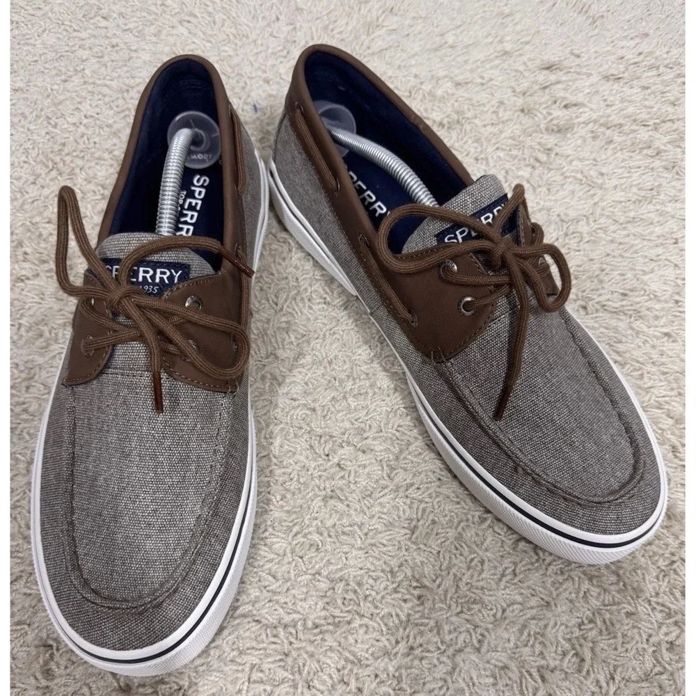 Sperry Top Sider Halyard Brown Canvas Lace Up Boat Shoes Mens 12 STS21489 Casual